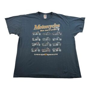 Vintage Motorcycles T Shirt Mens 2XL Fruit of Loom Tee Live to Ride Distress